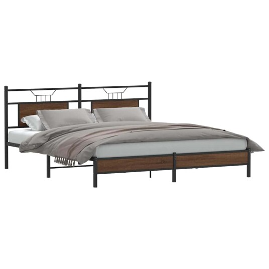 Sengeramme uten madrass brun eik 183x213 cm konstruert tre