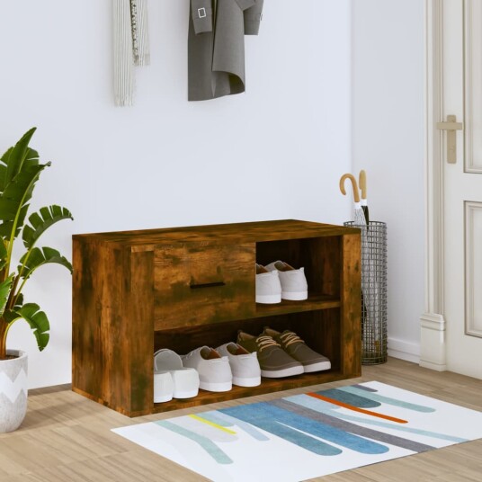 vidaXL Skoskap r?kt eik 80x35x45 cm konstruert tre vidaXL Skoskap r?kt eik 80x35x45 cm konstruert tre