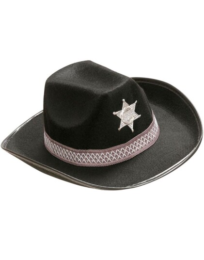 Svart Sheriffhatt til Barn med Stjerne og Bord Svart Sheriffhatt til Barn med Stjerne og Bord