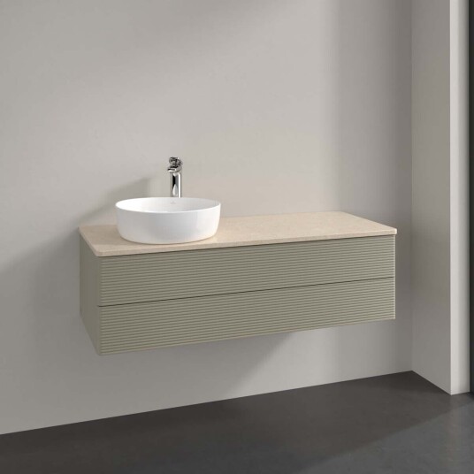 Villeroy & Boch Antao Servantskap med 2 skuffer 120x50x36 cm u/lys Steingrå/Crème Villeroy & Boch Antao Servantskap med 2 skuffer 120x50x36 cm u/lys Steingrå/Crème