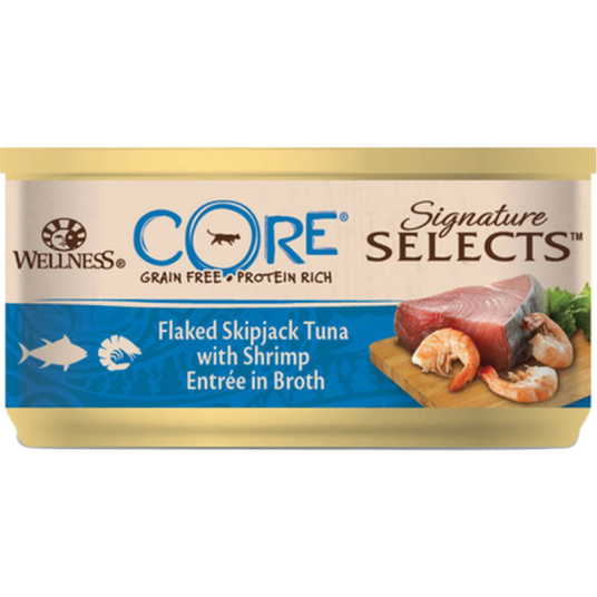 Cat Adult Signature Selects Flaked Tuna & Shrimps In Broth Wet 79G X 24 Katt Kattefôr Våtfôr Core Petfood