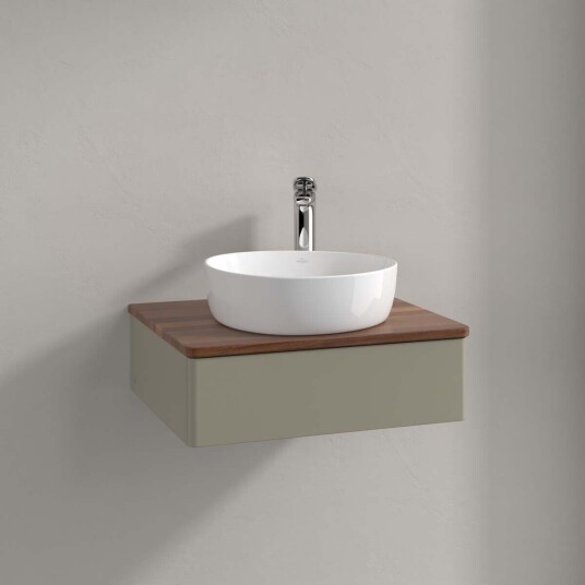 Villeroy & Boch  Antao Servantskap med 1 skuff 60x50x19 cm u/lys Steingrå/Valnøtt