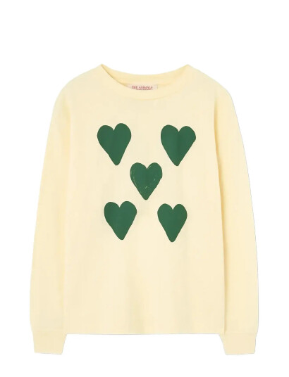 THE ANIMALS OBSERVATORY Hearts Yellow Dof Lonf Sleeve T-Shirt - Yellow - 10 Y