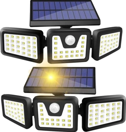 Ltc Solcelle Utelampe Vegglampe 74 Led Smd 20 W Bevegelses  Og Skumringssensor
