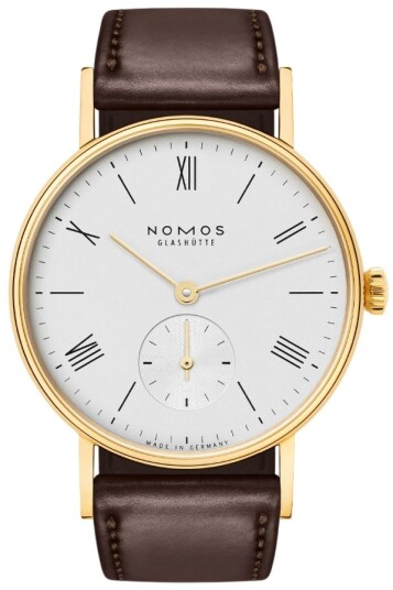 Nomos Glashütte Dameklokke N 210 Ludwig Gold Sølvfarget/Lær Ø32 mm