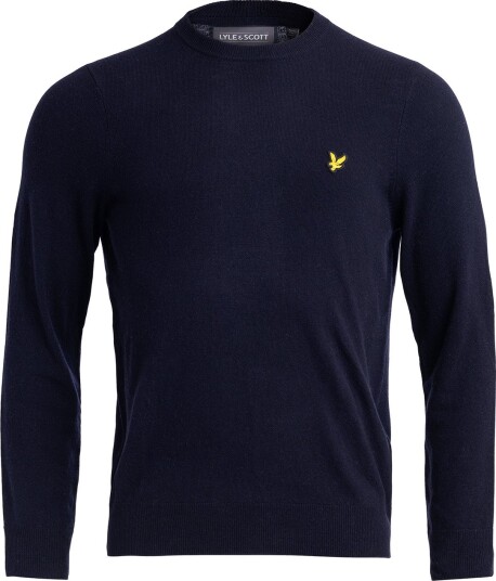 Lyle & Scott Lambswool Blend Crew Neck Jumper Golfgenser herre Dark Navy Small Lyle & Scott Lambswool Blend Crew Neck Jumper Golfgenser herre Dark Navy Small