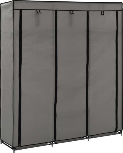 vidaXL Garderobe med skap og stenger grå 150x45x175 cm stoff