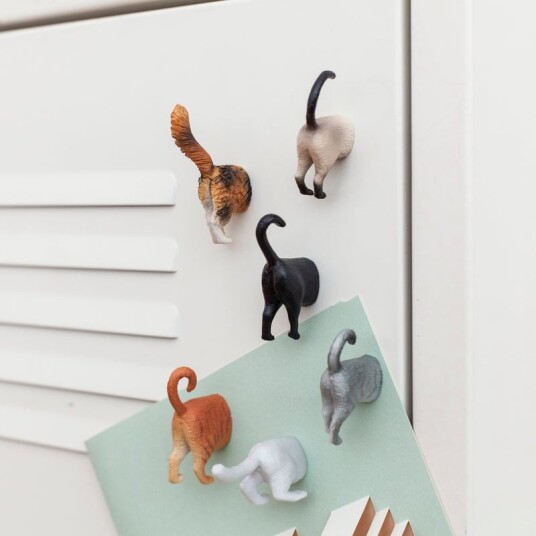 Kikkerland Katterumpe Magneter Sett med 6 Stk - Morsomme Gadgets for Kattelskere
