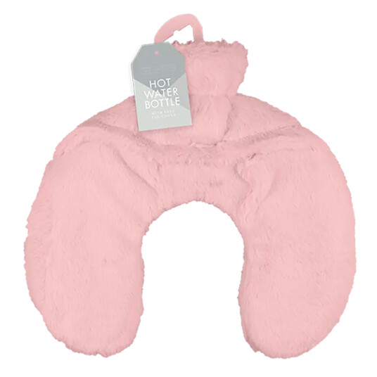 U-formet Varmedunk med Mykt Plysj-Trekk  For Nakke og Skuldre PINK