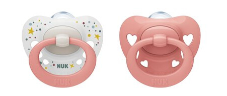 NUK Smokk Sig nature 0-6 måneder eske med 2 stk. rosa