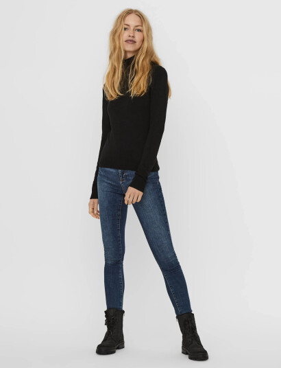Vero Moda Vmglory Ls Rollneck Blouse - Black - XS