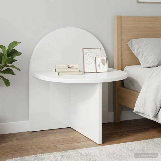 Nattbord 2 pcs Høgglans hvit 40 x 35,5 x 45,5 cm Konstruert tre