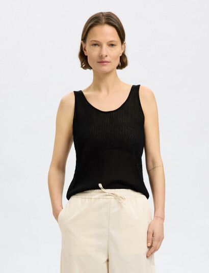 Selected Slfrose Sl Structure Knit Top Black XS