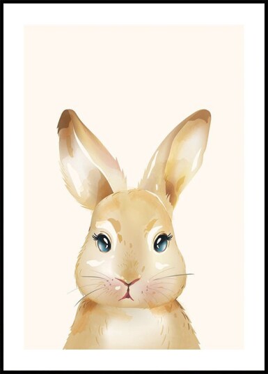 Cute Watercolor Bunny Animal Nursery Print Plakat Plakat / 70x100cm