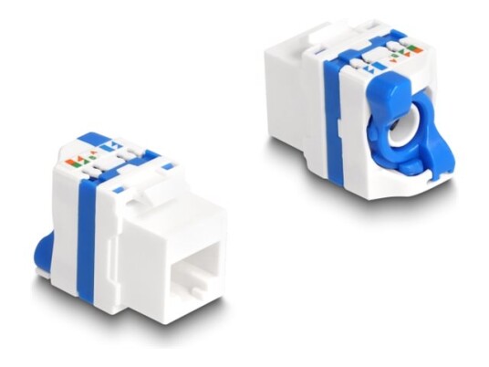 Delock Keystone Module Rj 45 Hunn Til Lsa Hunn Utp Cat 6A Snap In Hvit Blå 88130
