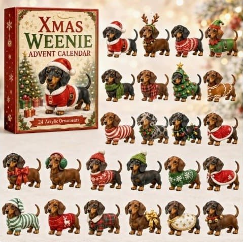 2026 Jul Dachshund Julekalender 24 dagers nedtelling blindboks med søte hundeoverraskelser*Stil 2*3D versjon