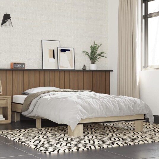 Sengeramme sonoma eik 100x200 cm konstruert tre og metall 8721102448461