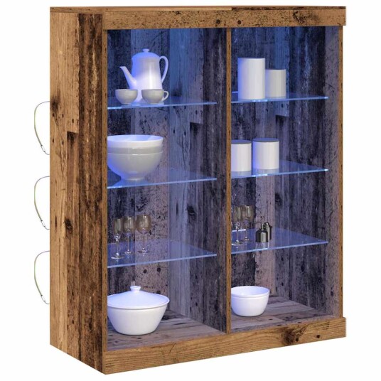 Skjenk med LED Lys Gamle Tre 41x37x100 cm