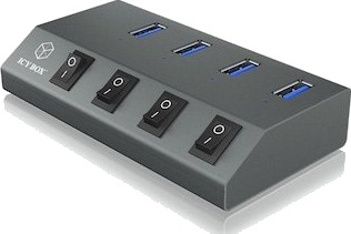 ICY BOX 4-porter USB 3.0-hub, aluminiumskabinett