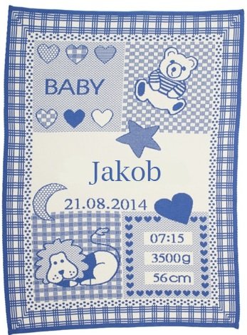 Babypledd med barnets navn og med Stjernetegn. Løven.