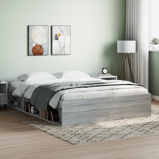 vidaXL Sengeramme grå sonoma 150x200 cm 8721012158276
