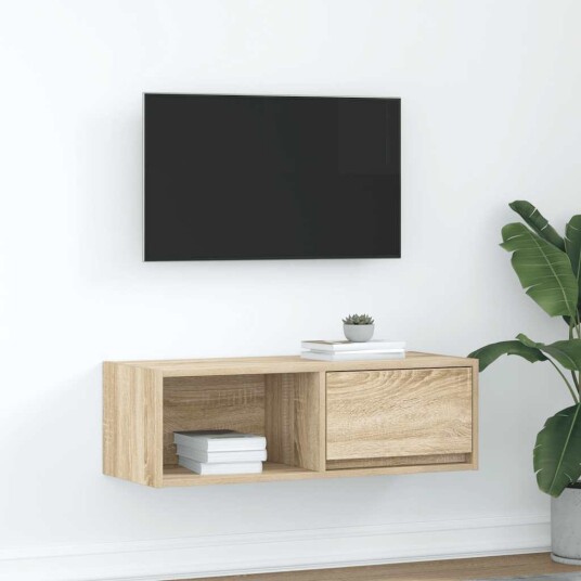 TV benk sonoma eik 80x31x25,5 cm konstruert tre