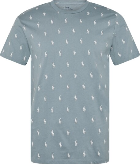 Polo Ralph Lauren Allover Pony Cotton Jersey Sleep Shirt COOL GRAY BLUE AO M