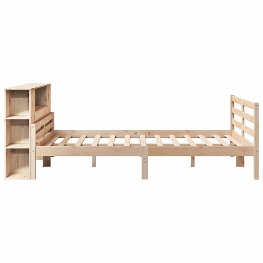 Seng med bokhylle uten madrass 140x200 cm heltre furu 3322203