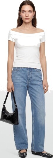 Gina Tricot Wide Neck Top Cream M