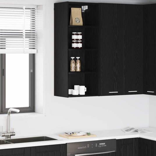  Hengende skap Riga Svart Eik 40 x 29,5 x 100 cm Konstruert tre