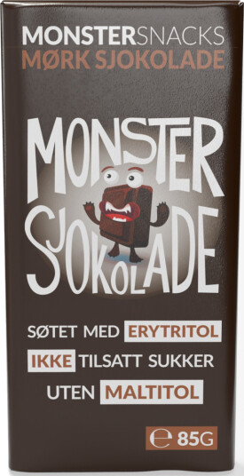 Monster Lavkarbo Belgisk Mørk Sjokolade - UTEN MALTITOL - 85g Monster Lavkarbo Belgisk Mørk Sjokolade - UTEN MALTITOL - 85g