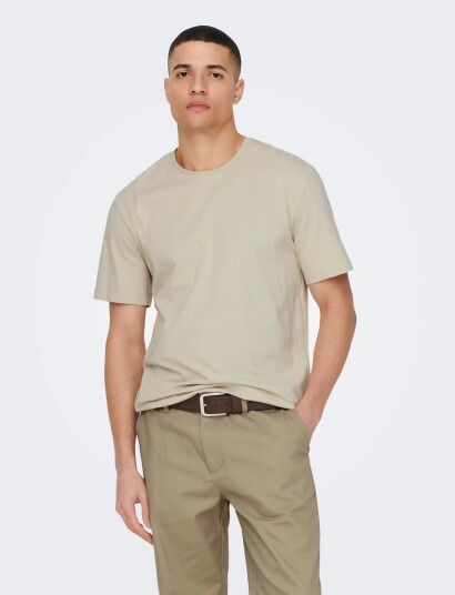 ONLY & SONS Onsmax Life Ss Stitch Tee Noos Cream L