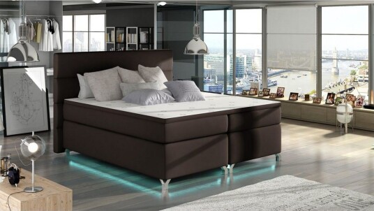 Boxspring Eltap Amadeo med LED Soft 66 Brun 140x200 cm