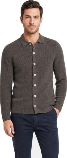 Gran Sasso Overshirt rib wool cashmere 48 brun herre