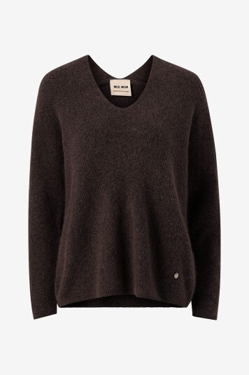 MOS MOSH Genser mThora V neck Knit Brun MOS MOSH Genser mThora V neck Knit Brun