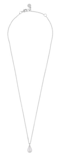 SNÖ Of Sweden Lucy Drop Pendant Necklace Silver White 45cm SNÖ Of Sweden Lucy Drop Pendant Necklace Silver White 45cm