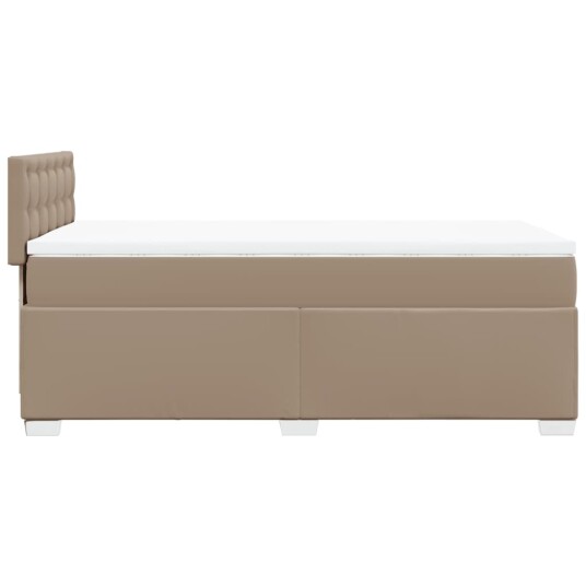 Seng med madrass boksfjær cappuccino 90x200 cm kunstlær 3286107