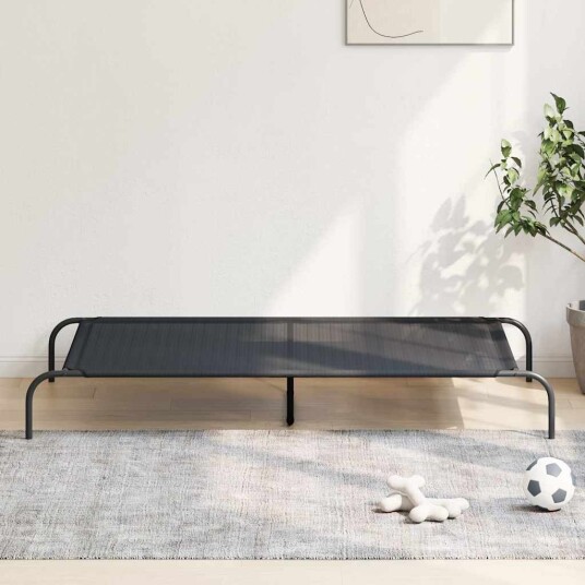 Vidaxl Forhøyet Hundeseng Svart 150X90X20 cm Tekstil Og Stål