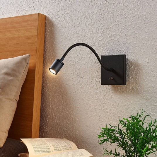Lindby LED-vegglampe Mayar 2stk svart leselampe 11 cm Lindby LED-vegglampe Mayar 2stk svart leselampe 11 cm