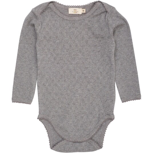 COPENHAGEN COLORS Grey Mel. Pointelle Heart Lapneck Body Ls 62