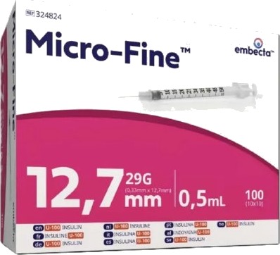 Embecta Micro‑Fine Insulinsprøyter 0,5 ml 12,7 mm – 100 stk