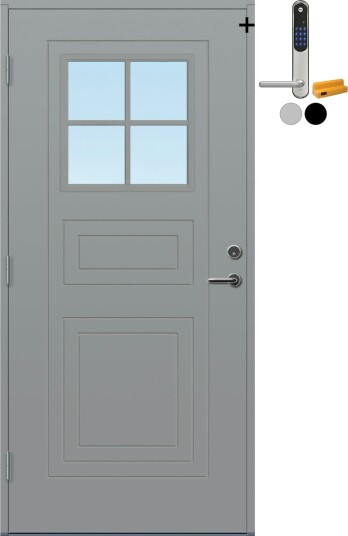 Ytterdør Bygg1 Utvik Cotswold med Yale Entrus BxH 80x200 Venstre, NCS S-3502-B, Lys Grå, Yale Sølv