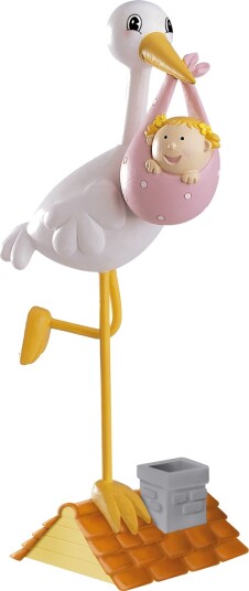 Kaketopp Til Dåp Stork Med Baby  Rosa