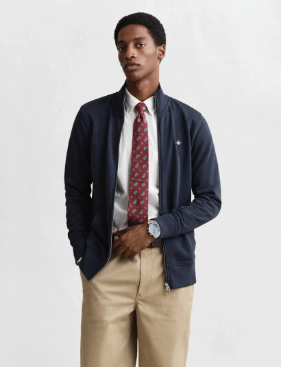 GANT Reg Shield Full Zip Sweat - Blue - XXXL