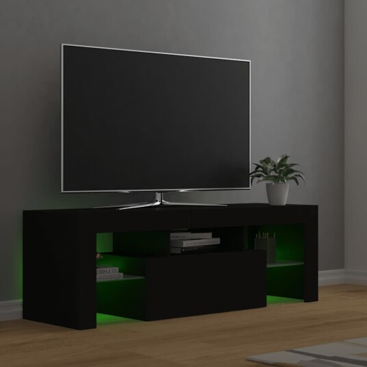 vidaXL TV-benk med LED-lys svart 120x35x40 cm