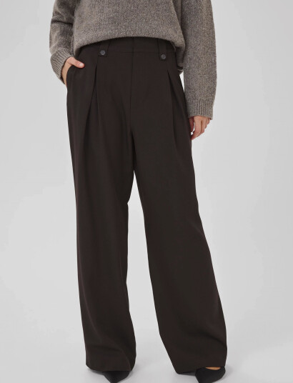 My Essential Wardrobe Disamw High Wide Pant - Brown - 36 My Essential Wardrobe Disamw High Wide Pant - Brown - 36