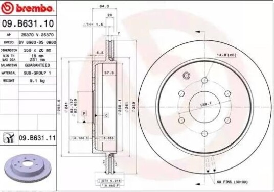 Bremseskive BREMBO 09.B631.11