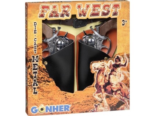 Pulio Gonher Cowboy Sett 2 Revolvere + Belte Pulio Gonher Cowboy Sett 2 Revolvere + Belte