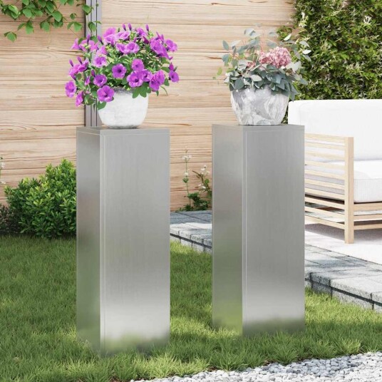  Utendørs Plante Stativ Søyler 2 stk 24x24x75 cm Galvanisert Stål