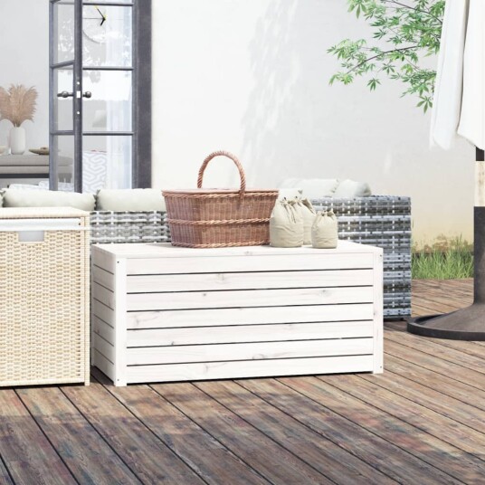 vidaXL Hagekasse hvit 101x50,5x46,5 cm heltre furu vidaXL Hagekasse hvit 101x50,5x46,5 cm heltre furu